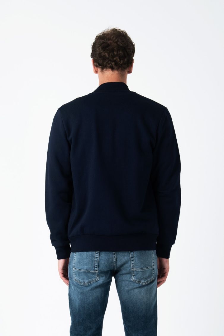 FELPA UOMO LACOSTE CON ZIP TRACKTOP NAVY BLUE