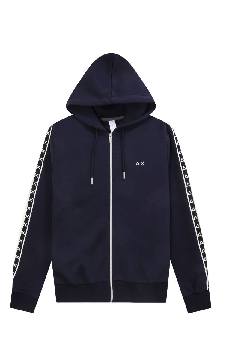 Felpa Uomo Sun68 Navy Blue Hoodie Zip Nuvolari.biz