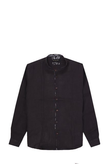 CAMICIA 100% LINO DA UOMO NUVOLARI PETAPA NERO