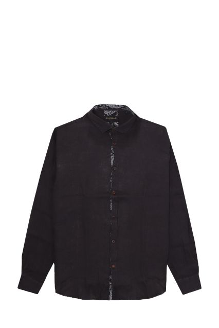 CAMICIA 100% LINO DA UOMO NUVOLARI PAZ NERO