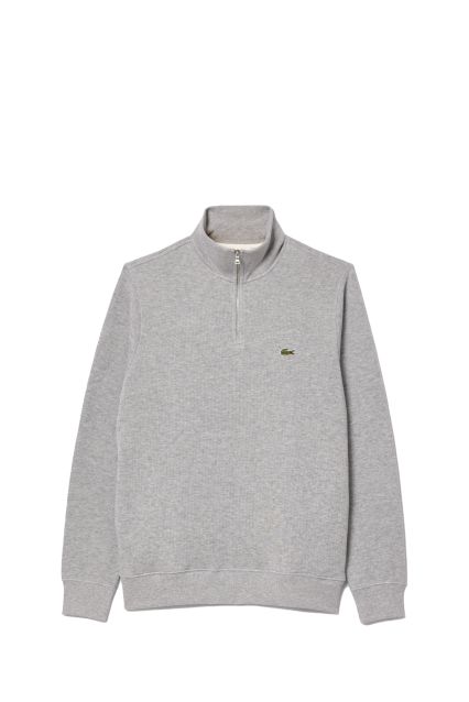 FELPA UOMO LACOSTE HALF ZIP SILVER CHINE